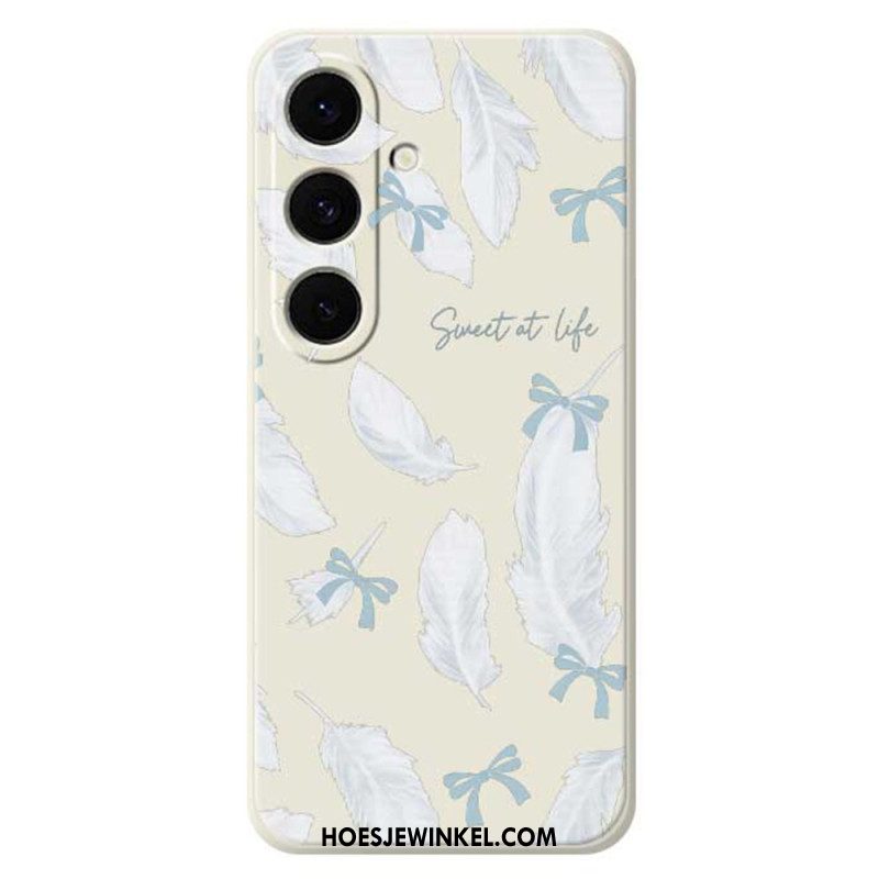 Hoesje Samsung Galaxy S25 Fe Siliconen Met Witte Veren