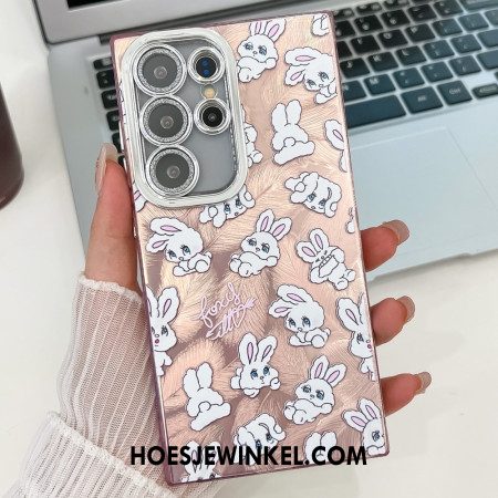 Hoesje Samsung Galaxy S25 Ultra 5g Leuke Konijntjes Met Lensbeschermer Bescherming Hoesje
