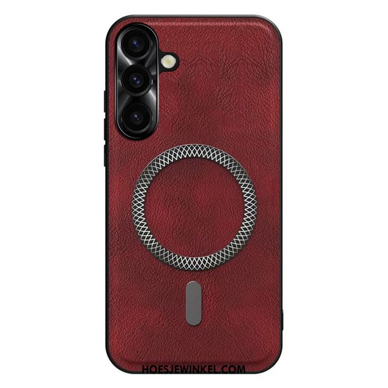 Hoesje Samsung Galaxy S26 Plus Lensframe Met Lederlook En Metalen Frame