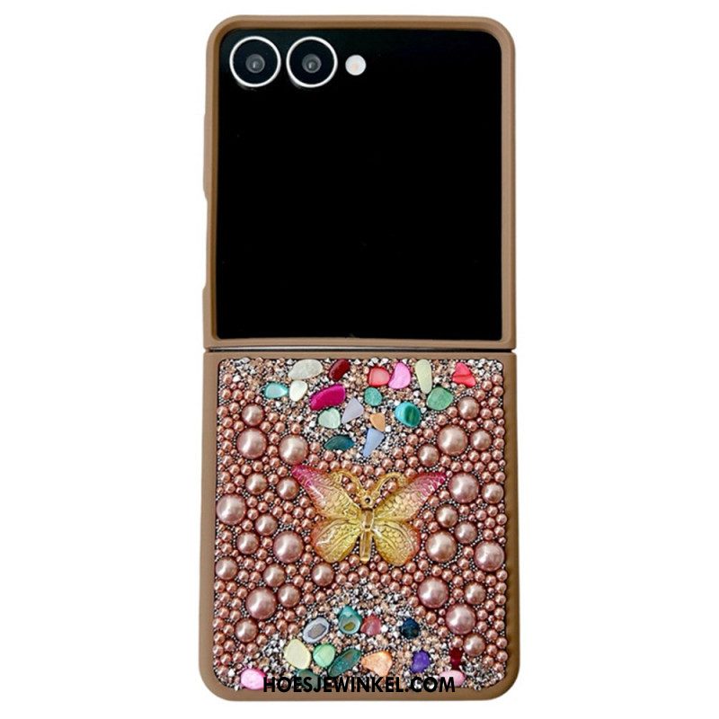 Hoesje Samsung Galaxy Z Flip 7 Decoratie Met Strass-vlinder