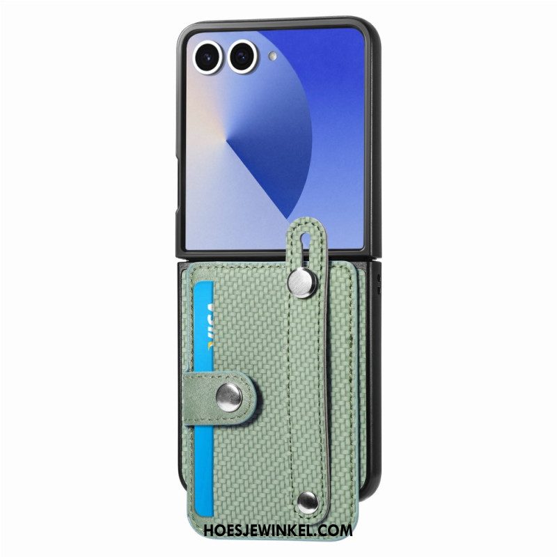 Hoesje Samsung Galaxy Z Flip 7 Kaarthouder Van Koolstofvezel