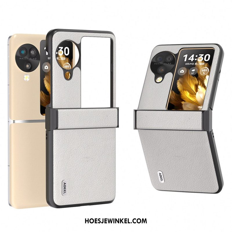 Hoesje Voor Oppo Find N3 Flip Getextureerd Leer Abeel