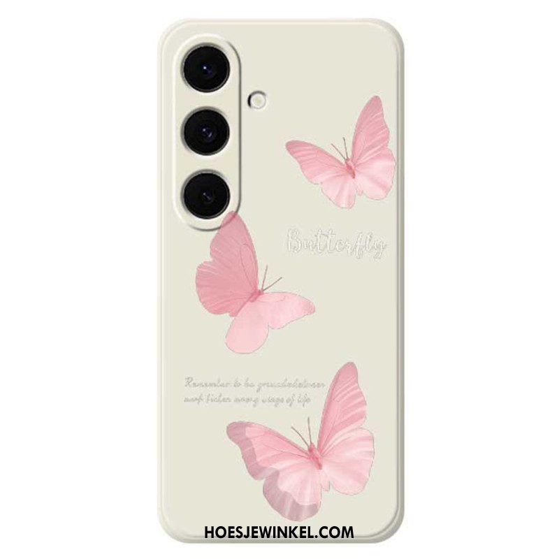 Hoesje Voor Samsung Galaxy S25 Fe Siliconen Met Roze Vlinder