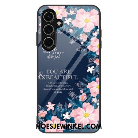 Hoesje Voor Samsung Galaxy S25 Plus 5g Roze Bloemen Van Gehard Glas