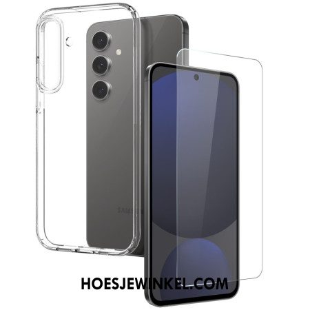 Hoesje Voor Samsung Galaxy S25 Plus 5g Transparant Met Gehard Glazen Schermbeschermer