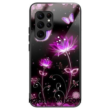 Hoesje Voor Samsung Galaxy S25 Ultra 5g Bloemen En Vlinders Van Gehard Glas