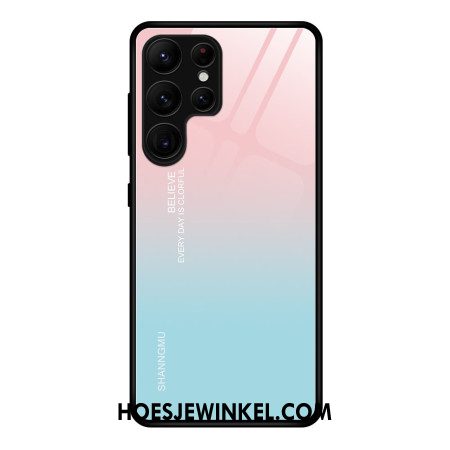 Hoesje Voor Samsung Galaxy S25 Ultra 5g Roze En Blauwe Kleurovergang Van Gehard Glas