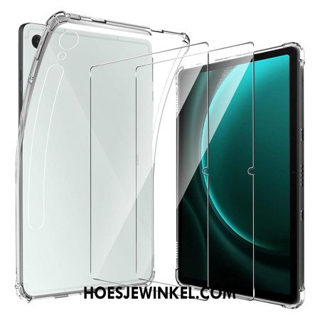 Hoesje Voor Samsung Galaxy Tab S10 Fe Transparant Met 2 Geharde Glazen Schermbeschermers