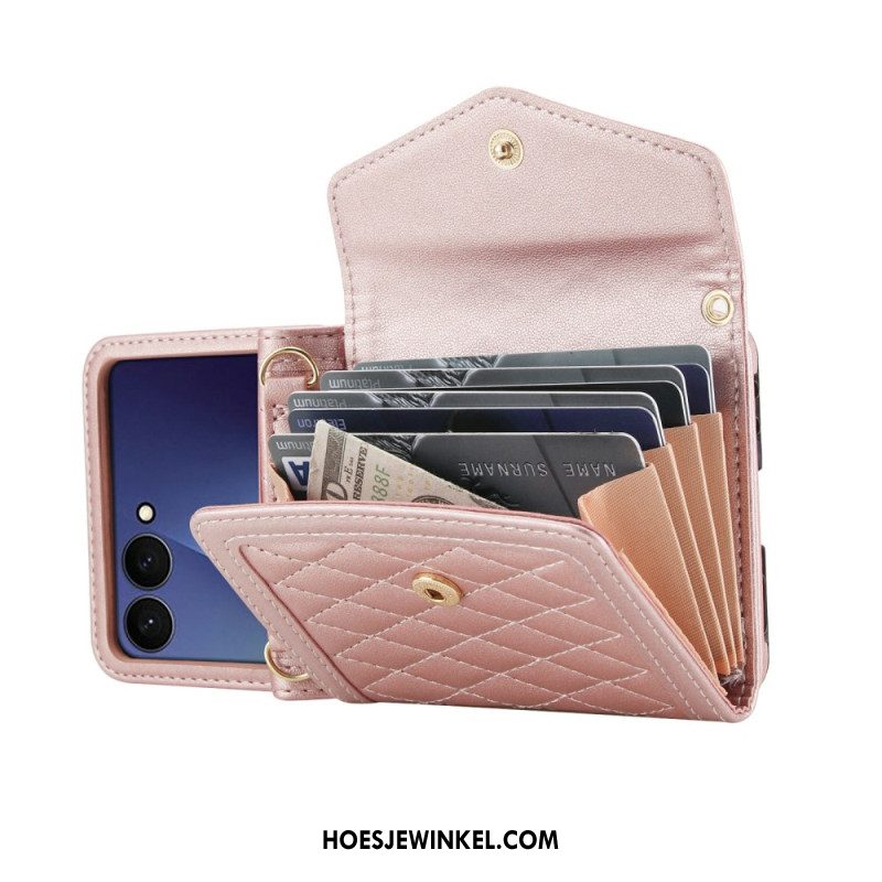 Hoesje Voor Samsung Galaxy Z Flip 7 Gevoerde Kaarthouder En Schouderband