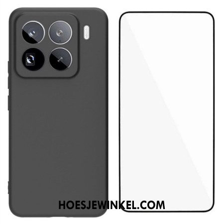 Hoesje Xiaomi 15 Pro Mat Siliconen Schermbeschermer Van Gehard Glas Bescherming Hoesje