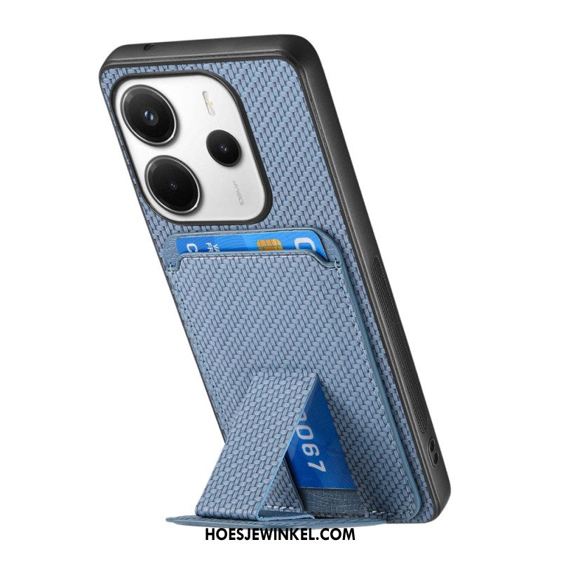 Hoesje Xiaomi Redmi Note 14 5g Kaarthouder Met Koolstofvezeltextuur