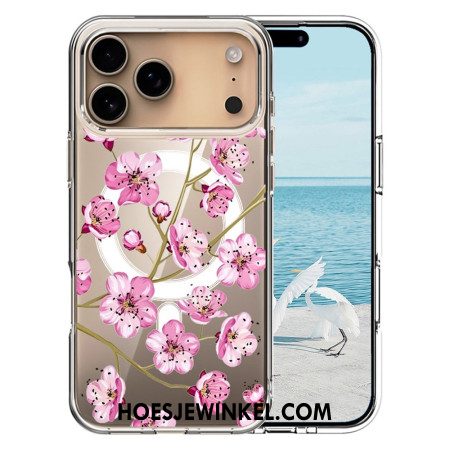 Hoesje iPhone 17 Pro Max Magsafe-compatibele Roze Bloemen
