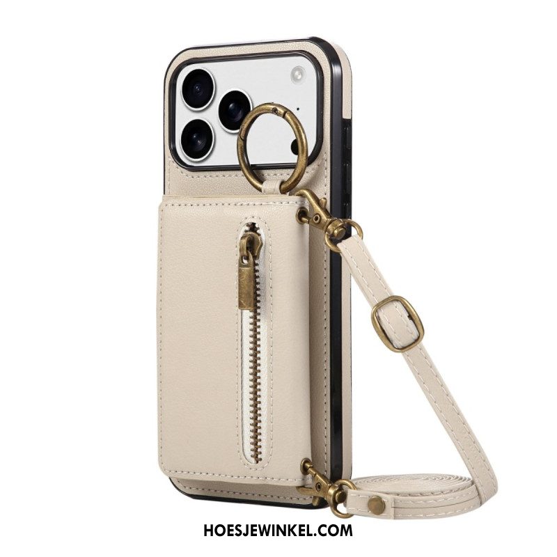 Hoesje iPhone 17 Pro Max Portemonnee En Schouderriem