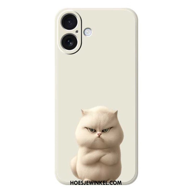 Hoesje iPhone 17 Vloeibare Siliconen Angry Cat Bescherming Hoesje