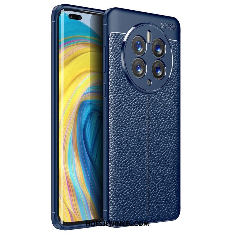 Hoesje voor Huawei Mate 50 Pro Dubbellijnig Litchi-leereffect