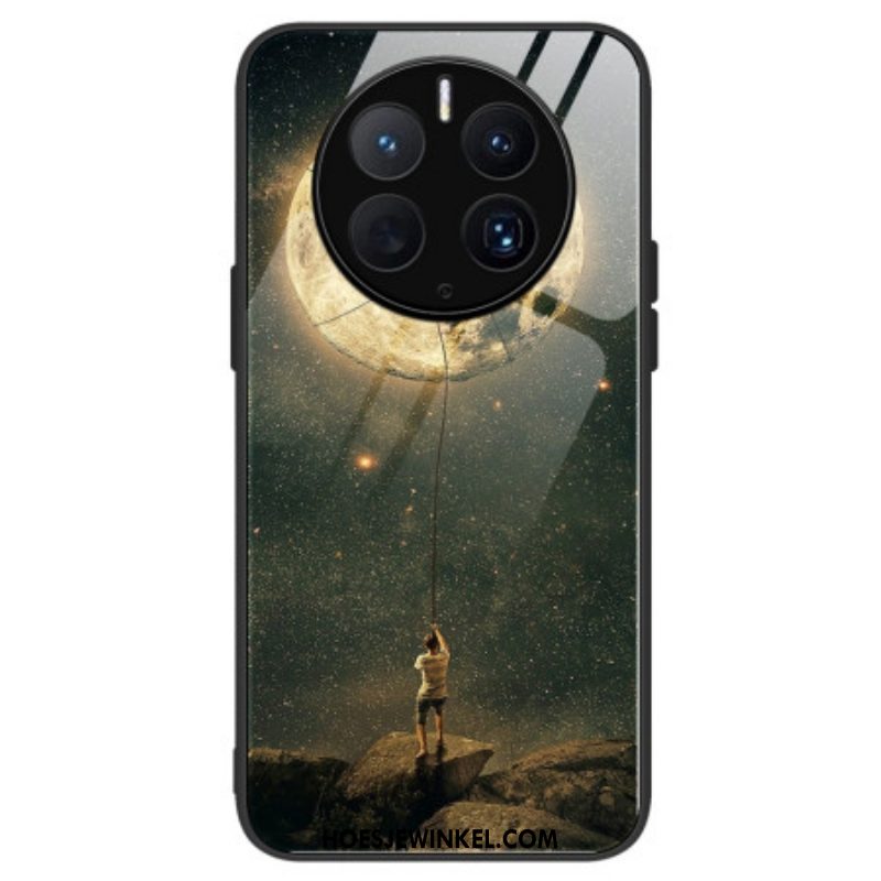 Hoesje voor Huawei Mate 50 Pro Moon Man Gehard Glas