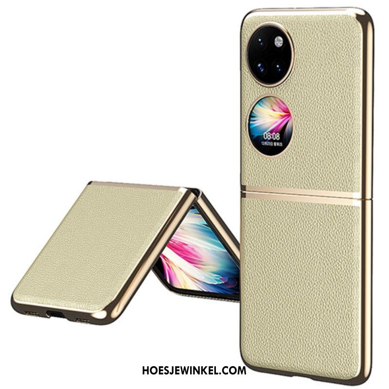 Hoesje voor Huawei P50 Pocket Randen Van Kunstleer In Metaalstijl