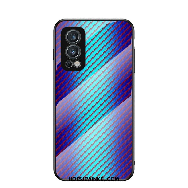 Hoesje voor OnePlus Nord 2 5G Koolstofvezel Gehard Glas