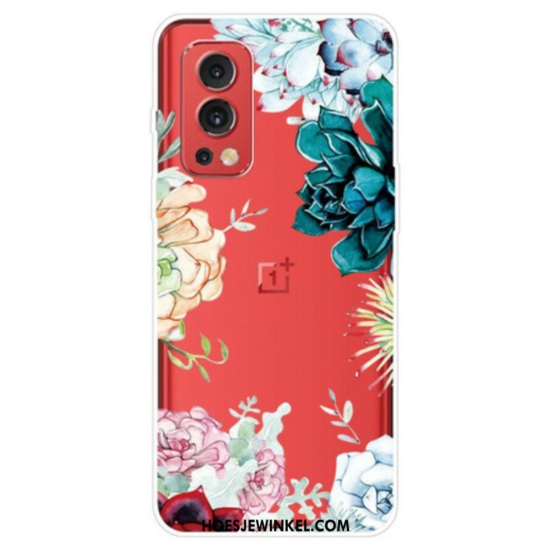 Hoesje voor OnePlus Nord 2 5G Naadloze Aquarel Bloemen