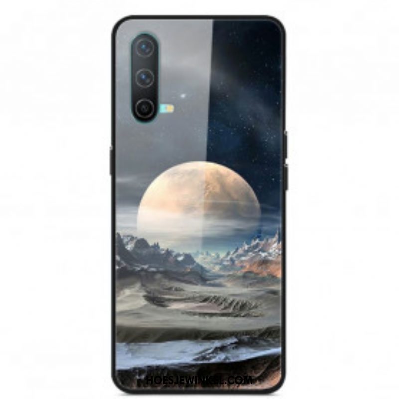 Hoesje voor OnePlus Nord CE 5G Space Moon Gehard Glas