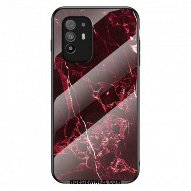 Hoesje voor Oppo A94 5G Marmeren Kleuren Gehard Glas