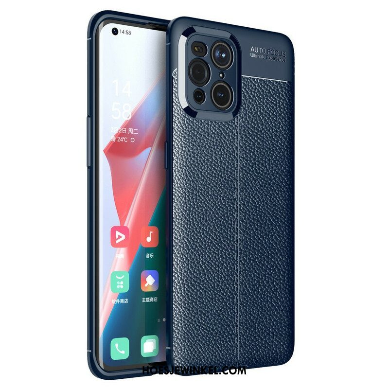 Hoesje voor Oppo Find X3 Pro Dubbellijnig Litchi-leereffect