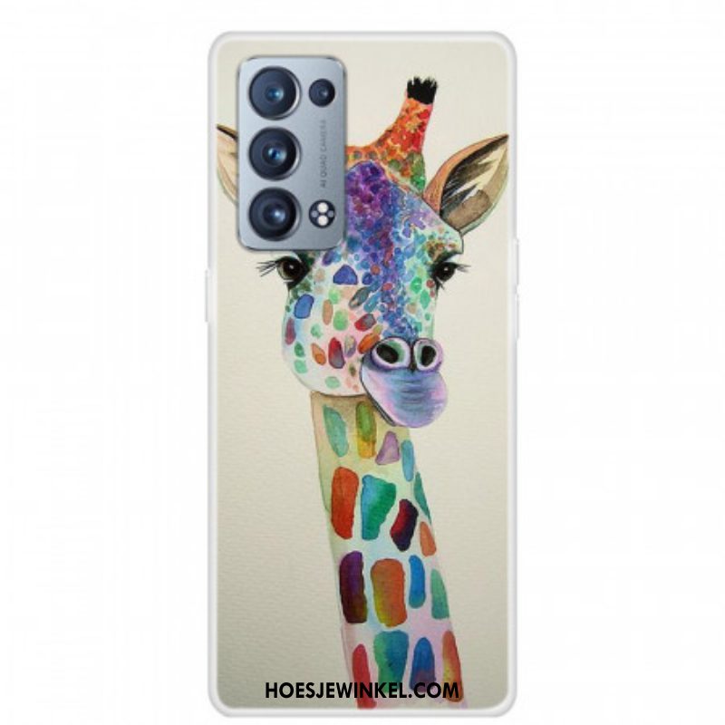 Hoesje voor Oppo Reno 6 Pro 5G Kleurrijke Giraf