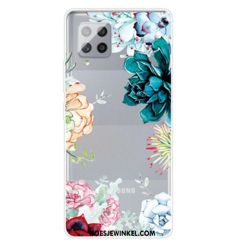 Hoesje voor Samsung Galaxy A42 5G Naadloze Aquarel Bloemen