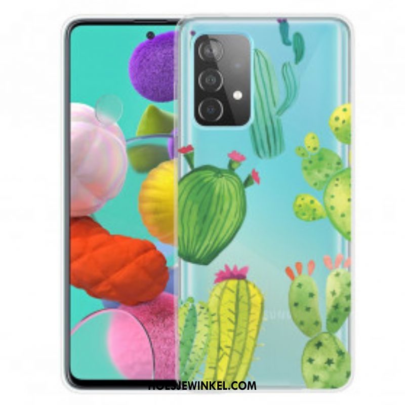 Hoesje voor Samsung Galaxy A52 4G / A52 5G / A52s 5G Aquarel Cactussen