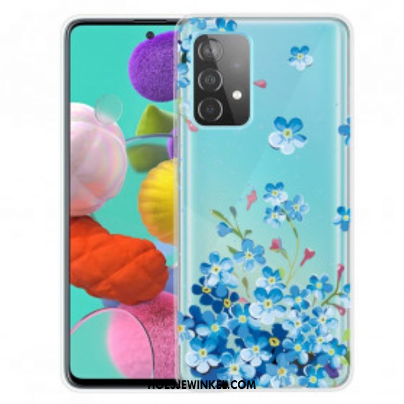 Hoesje voor Samsung Galaxy A52 4G / A52 5G / A52s 5G Blauwe Bloemen