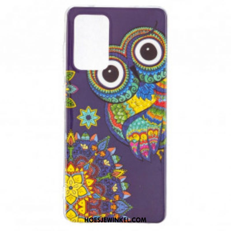 Hoesje voor Samsung Galaxy A52 4G / A52 5G / A52s 5G Fluorescerende Uil Mandala