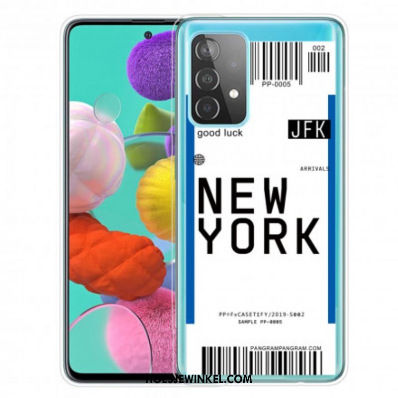 Hoesje voor Samsung Galaxy A52 4G / A52 5G / A52s 5G Instapkaart Naar New York
