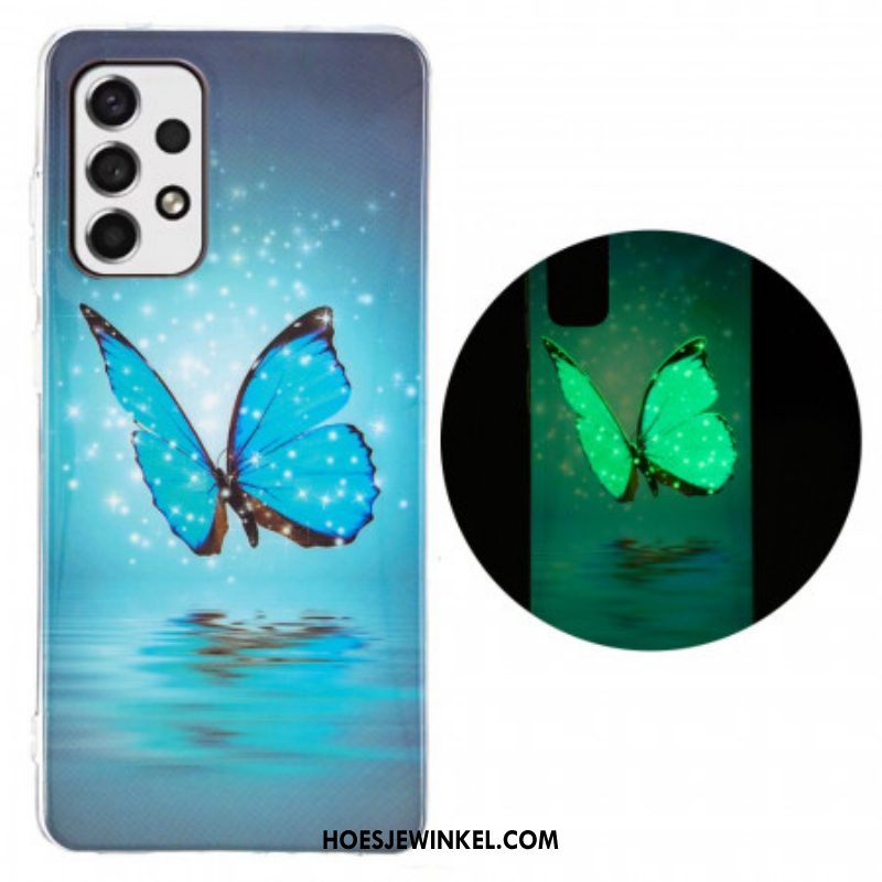 Hoesje voor Samsung Galaxy A53 5G Fluorescerende Blauwe Vlinder