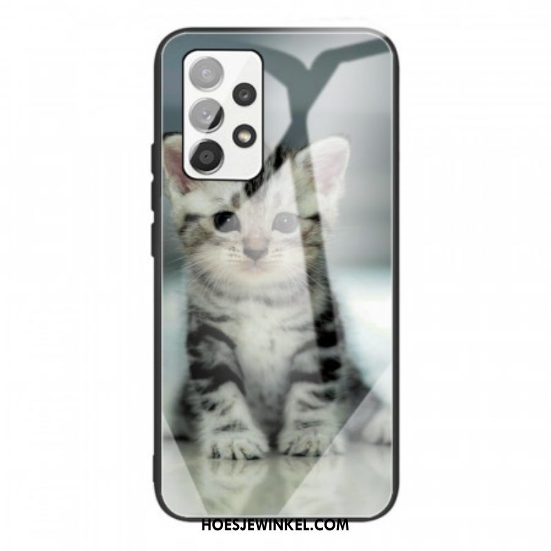 Hoesje voor Samsung Galaxy A53 5G Kitten Gehard Glas