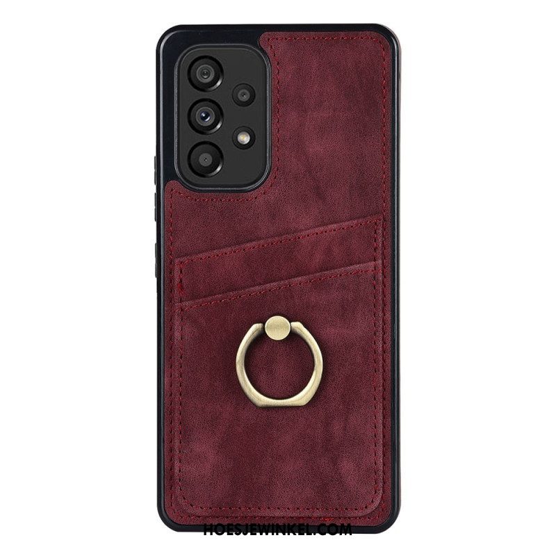 Hoesje voor Samsung Galaxy A53 5G Vintage Ringbeugel En Kaarthouder