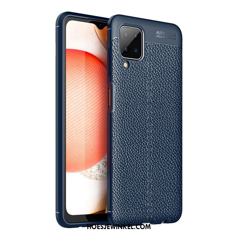 Hoesje voor Samsung Galaxy M12 / A12 Dubbellijnig Litchi-leereffect