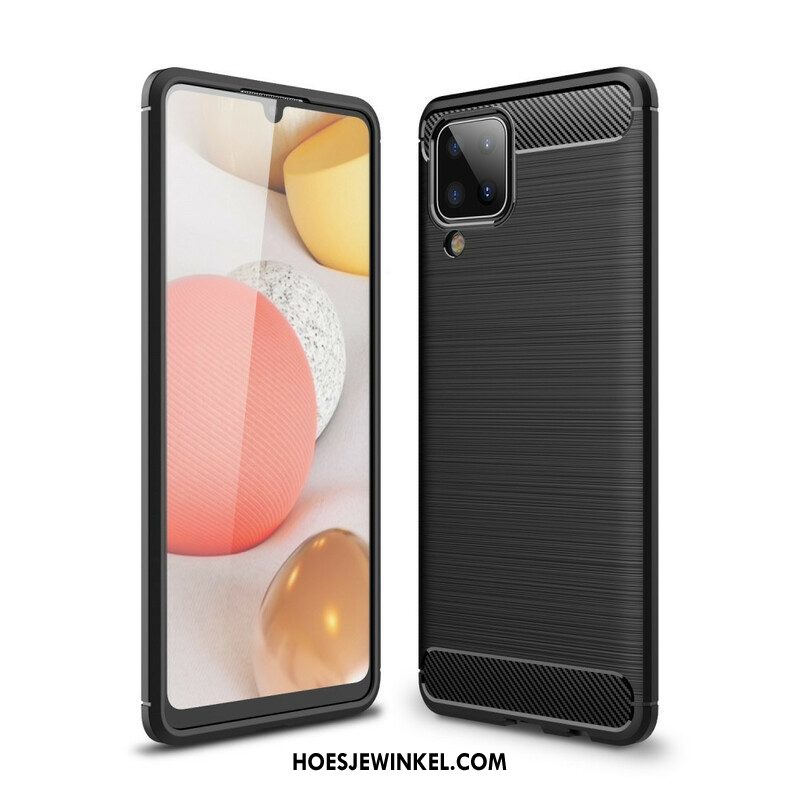 Hoesje voor Samsung Galaxy M12 / A12 Geborstelde Koolstofvezel