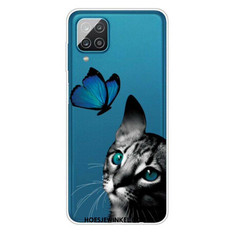 Hoesje voor Samsung Galaxy M12 / A12 Kat En Vlinder