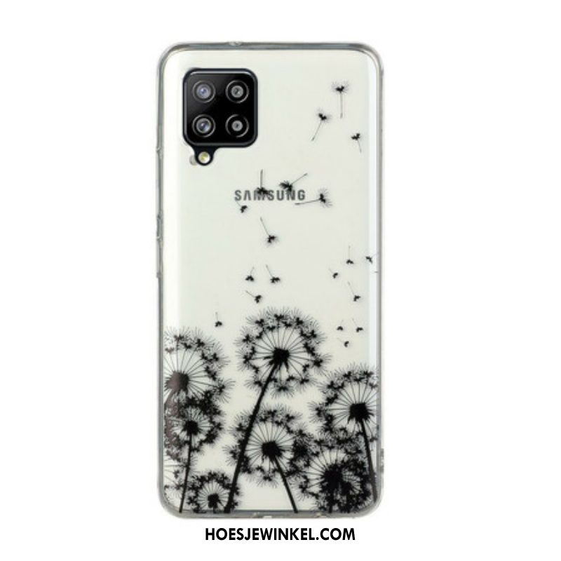 Hoesje voor Samsung Galaxy M12 / A12 Naadloze Zwarte Paardebloemen