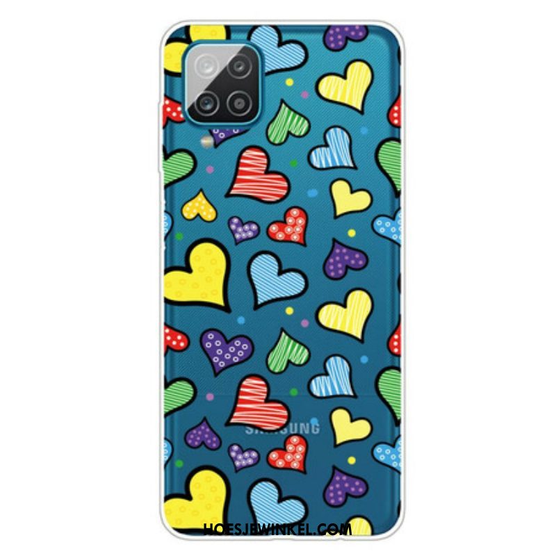 Hoesje voor Samsung Galaxy M12 / A12 Veelkleurige Harten