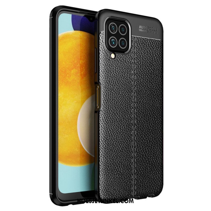 Hoesje voor Samsung Galaxy M32 Dubbellijnig Litchi-leereffect