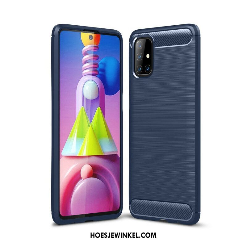 Hoesje voor Samsung Galaxy M51 Geborstelde Koolstofvezel