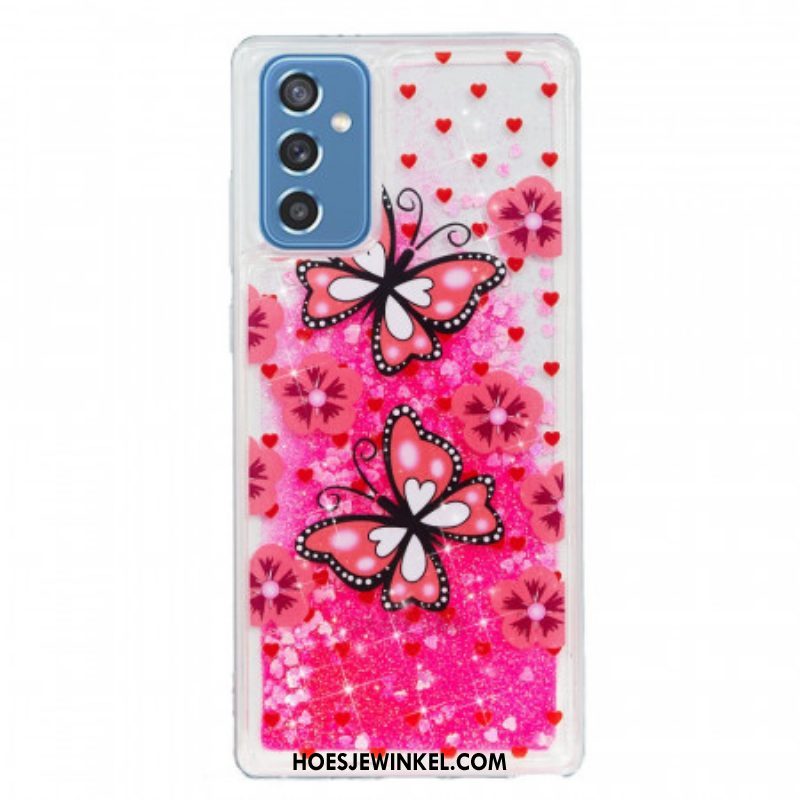 Hoesje voor Samsung Galaxy M52 5G Roze Vlinders