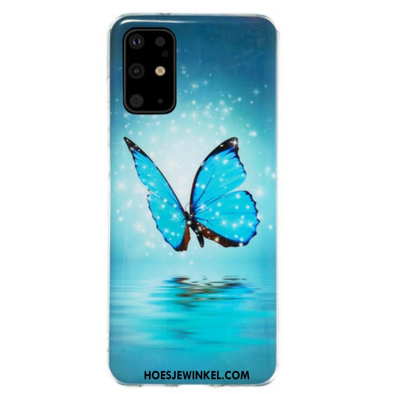 Hoesje voor Samsung Galaxy S20 Plus / S20 Plus 5G Fluorescerende Blauwe Vlinder