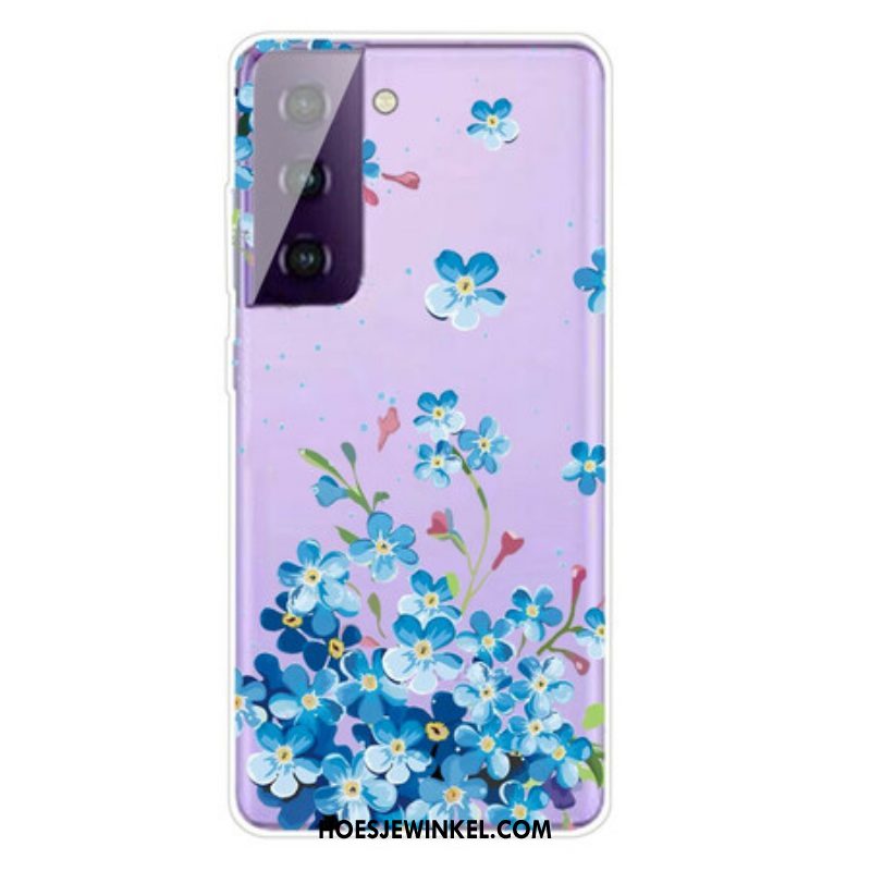 Hoesje voor Samsung Galaxy S21 5G Blauwe Bloemen