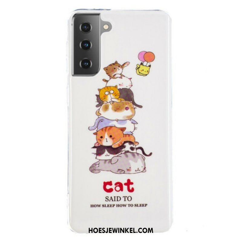 Hoesje voor Samsung Galaxy S21 5G Fluorescerende Katten