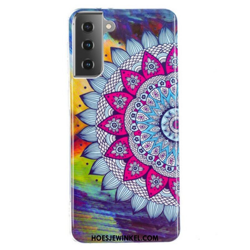 Hoesje voor Samsung Galaxy S21 5G Fluorescerende Kleurrijke Mandala