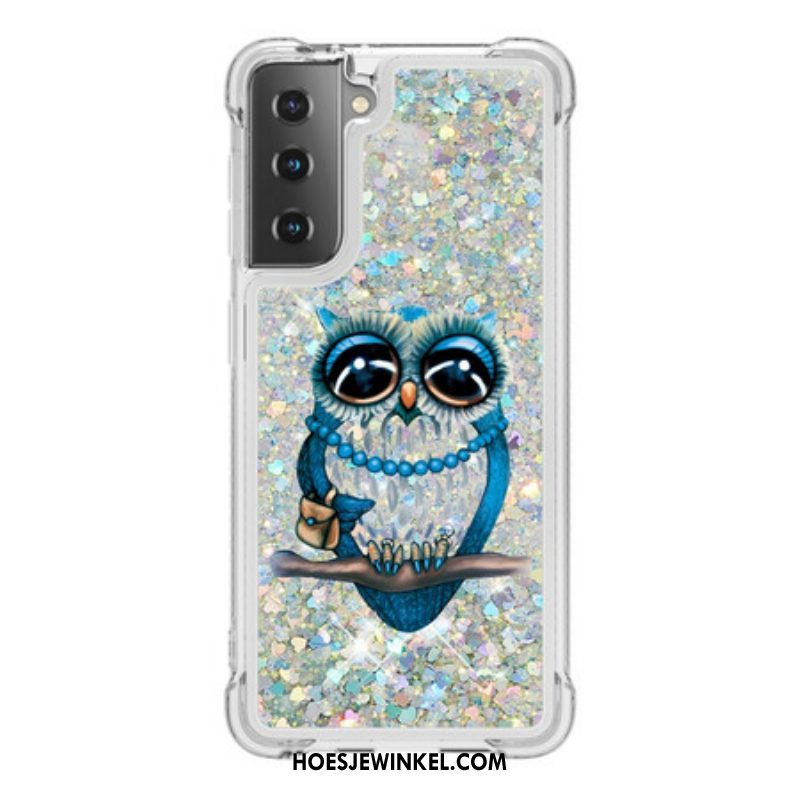 Hoesje voor Samsung Galaxy S21 5G Miss Uil Pailletten