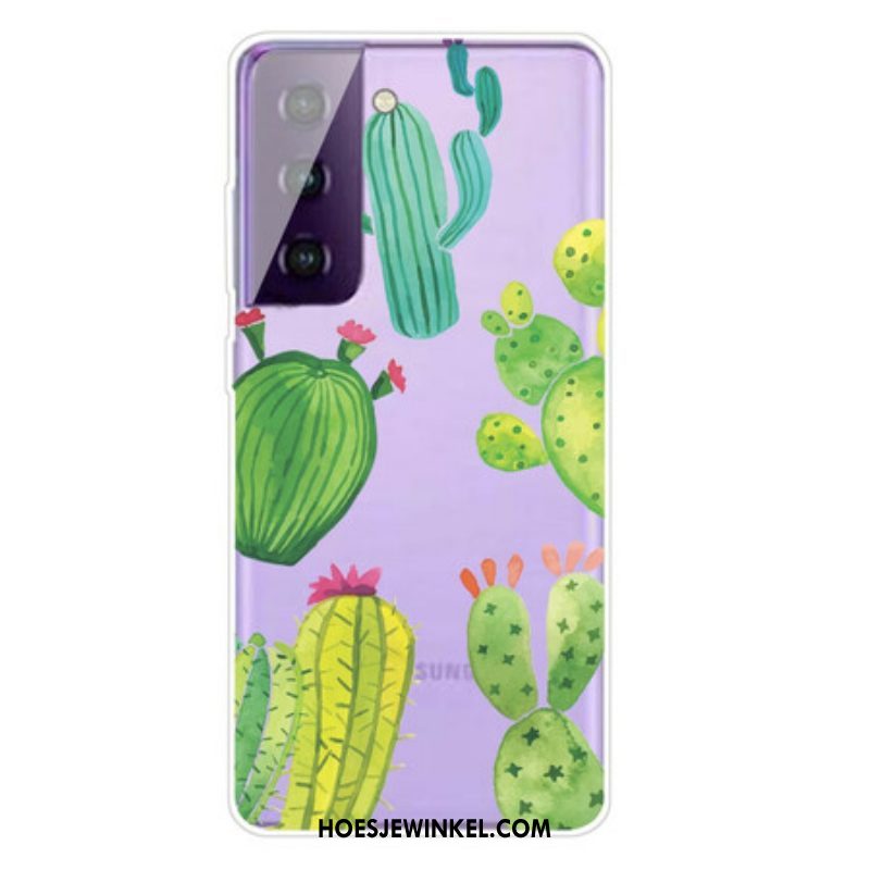 Hoesje voor Samsung Galaxy S21 FE Aquarel Cactussen