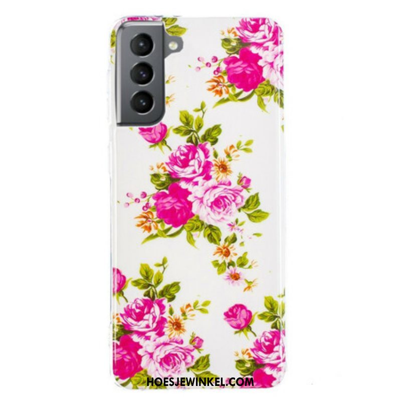 Hoesje voor Samsung Galaxy S21 FE Fluorescerende Vrijheidsbloemen